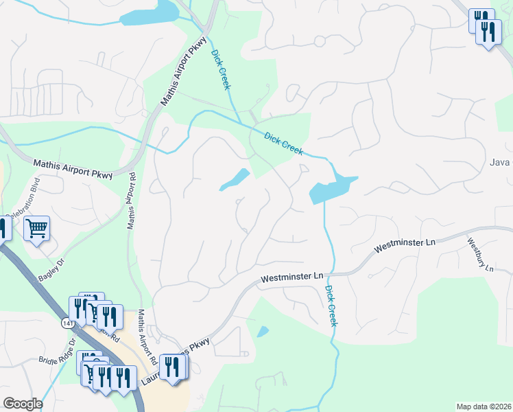 map of restaurants, bars, coffee shops, grocery stores, and more near 5935 Ettington Drive in Suwanee