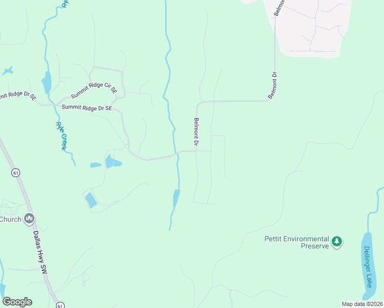 map of restaurants, bars, coffee shops, grocery stores, and more near Summit Ridge Drive Southeast in Cartersville