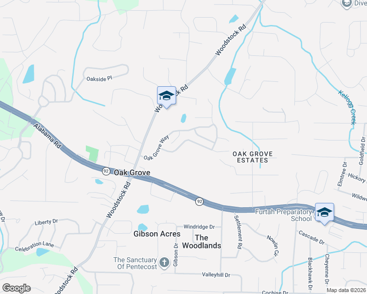 map of restaurants, bars, coffee shops, grocery stores, and more near 130 Oak Grove Place in Acworth