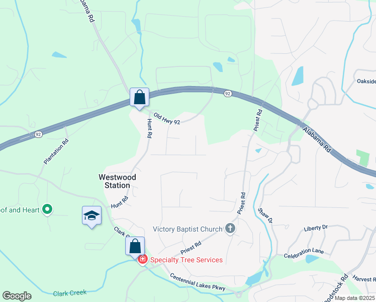 map of restaurants, bars, coffee shops, grocery stores, and more near 2902 Creekstone Drive in Acworth