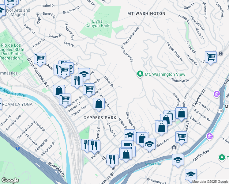 map of restaurants, bars, coffee shops, grocery stores, and more near 816 Isabel Street in Los Angeles