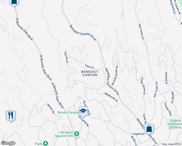 map of restaurants, bars, coffee shops, grocery stores, and more near 10066 Cielo Drive in Beverly Hills