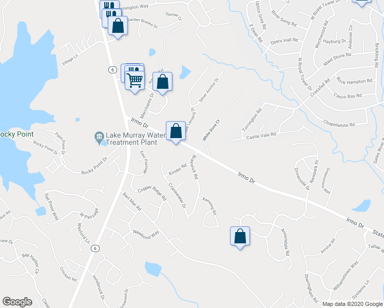 map of restaurants, bars, coffee shops, grocery stores, and more near 103 Braewick Road in Columbia