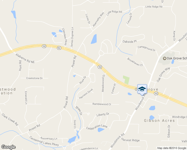 map of restaurants, bars, coffee shops, grocery stores, and more near 917 Silver Lake Drive in Acworth