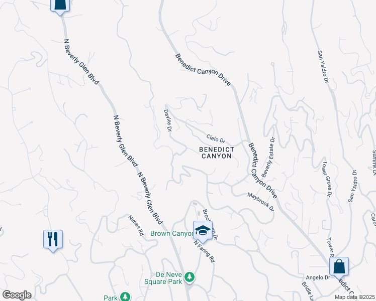 map of restaurants, bars, coffee shops, grocery stores, and more near 10134 Angelo View Drive in Beverly Hills
