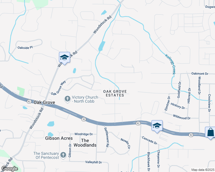 map of restaurants, bars, coffee shops, grocery stores, and more near 1887 Cedar Lane in Acworth