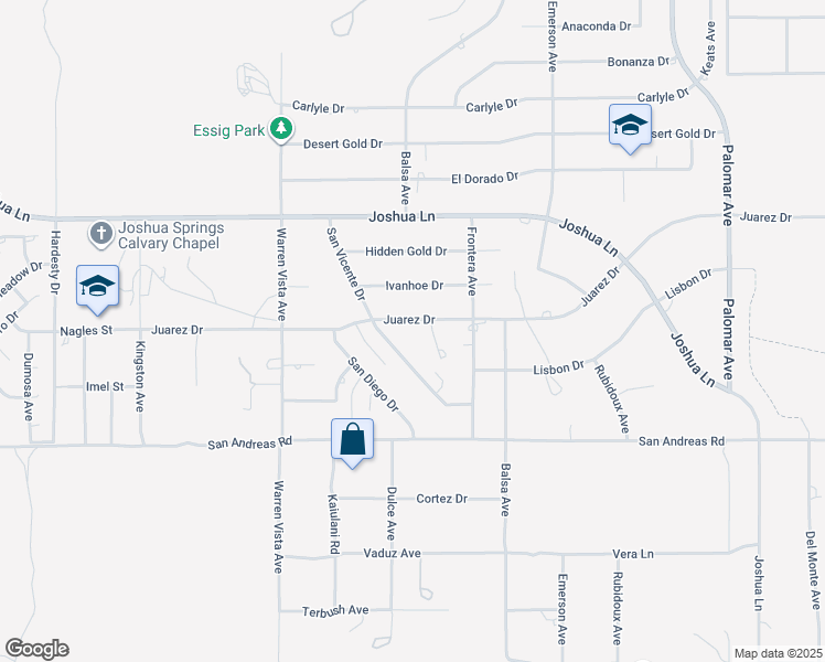 map of restaurants, bars, coffee shops, grocery stores, and more near 57933 Juarez Drive in Yucca Valley