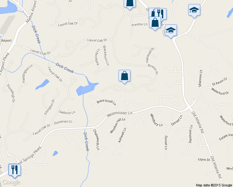 map of restaurants, bars, coffee shops, grocery stores, and more near 10225 Worthington Manor in Suwanee