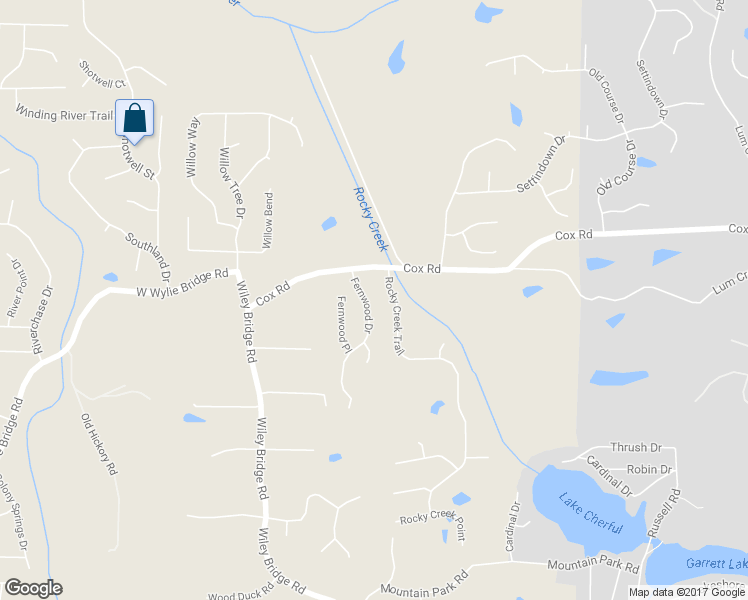 map of restaurants, bars, coffee shops, grocery stores, and more near 101 Fernwood Drive in Woodstock