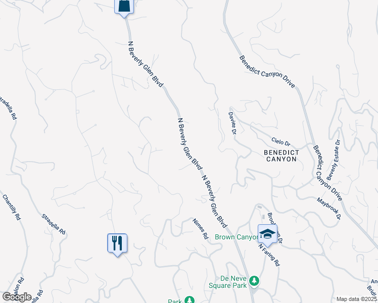 map of restaurants, bars, coffee shops, grocery stores, and more near 1007 North Beverly Glen Boulevard in Los Angeles