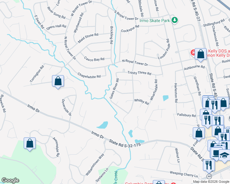 map of restaurants, bars, coffee shops, grocery stores, and more near 224 Gales River Road in Irmo