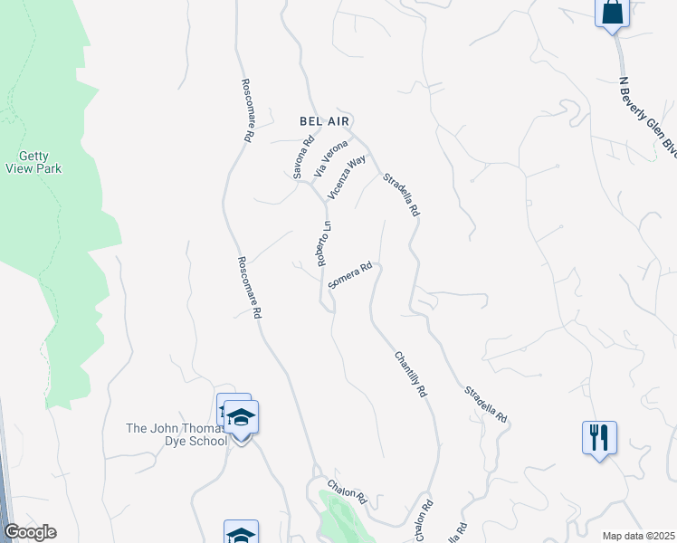 map of restaurants, bars, coffee shops, grocery stores, and more near 1159 Somera Road in Los Angeles