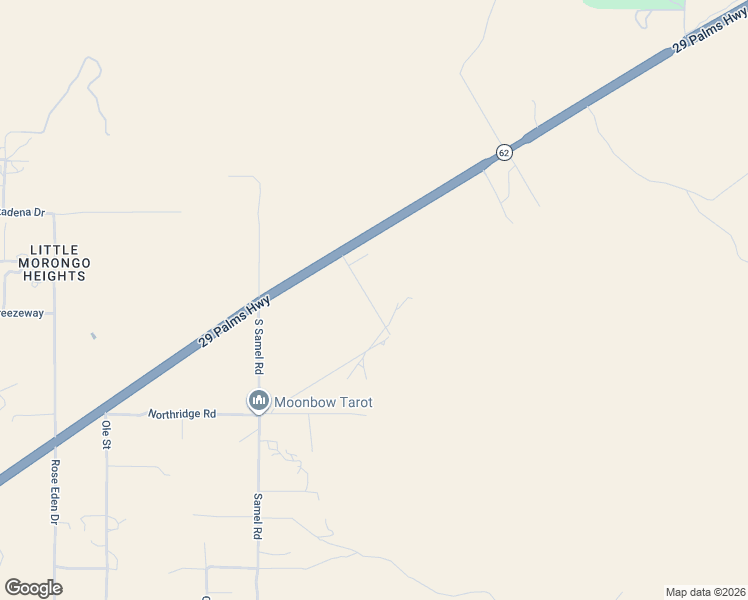 map of restaurants, bars, coffee shops, grocery stores, and more near 8673 Highland Road in Morongo Valley