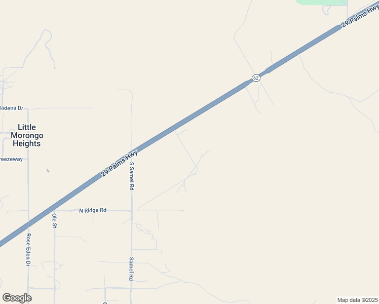 map of restaurants, bars, coffee shops, grocery stores, and more near 8675 Highland Road in Morongo Valley