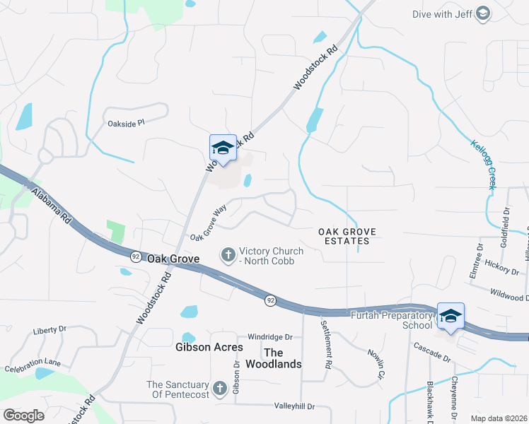 map of restaurants, bars, coffee shops, grocery stores, and more near 250 Oak Grove Way in Acworth
