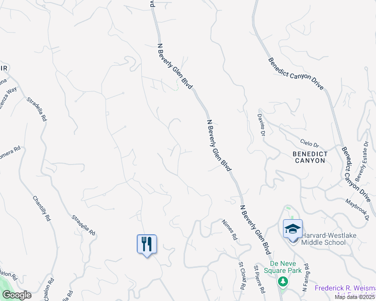 map of restaurants, bars, coffee shops, grocery stores, and more near 1100 Bel Air Road in Los Angeles