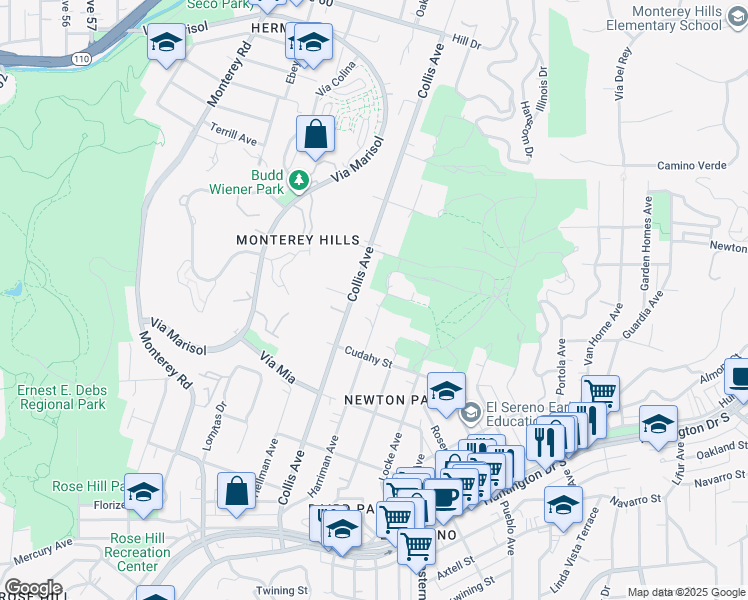 map of restaurants, bars, coffee shops, grocery stores, and more near 4216 Collis Avenue in Los Angeles
