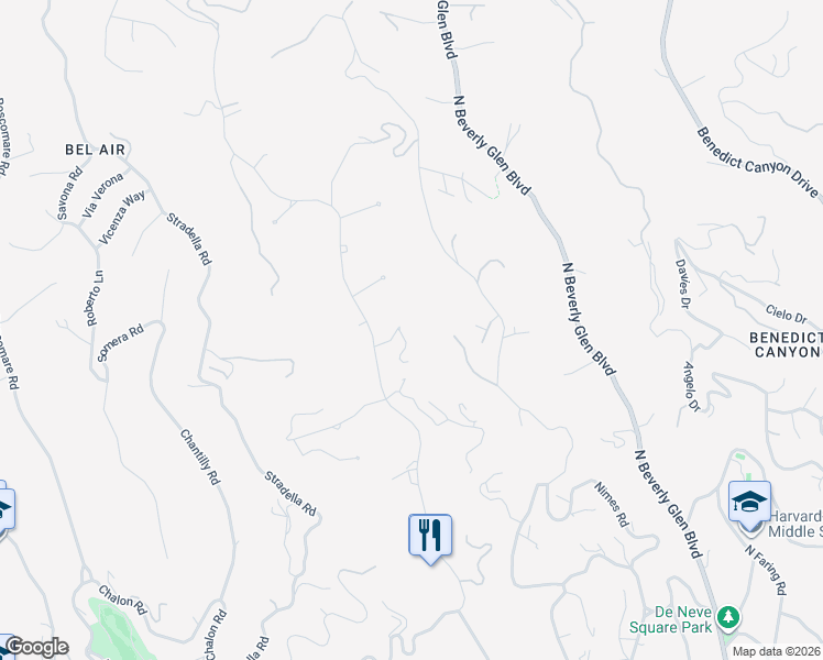 map of restaurants, bars, coffee shops, grocery stores, and more near 10550 Dolcedo Way in Los Angeles