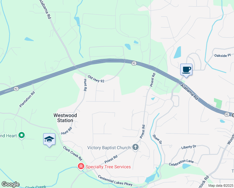 map of restaurants, bars, coffee shops, grocery stores, and more near 5777 Salem Terrace in Acworth