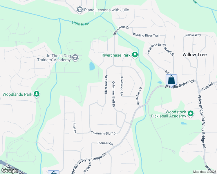 map of restaurants, bars, coffee shops, grocery stores, and more near 243 Colemans Bluff Drive in Woodstock