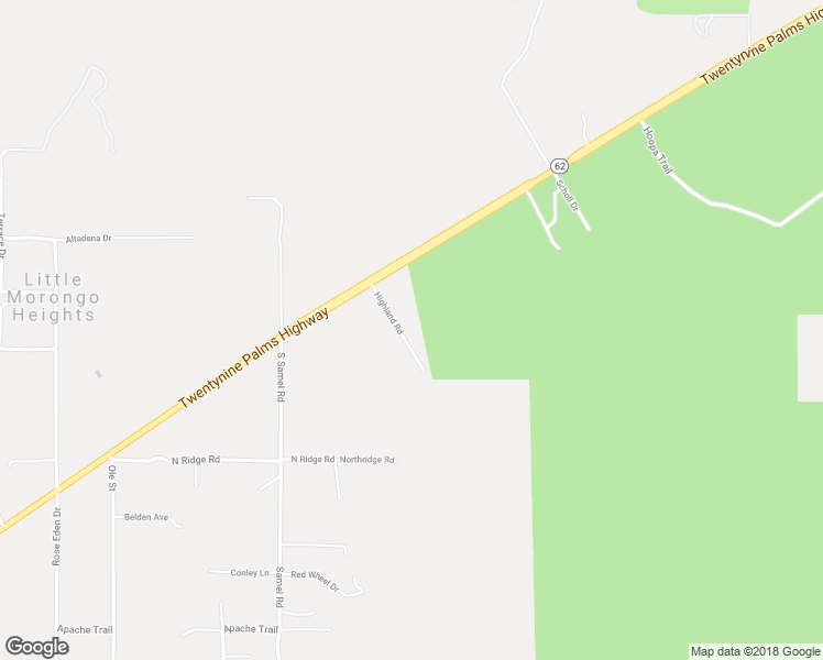 map of restaurants, bars, coffee shops, grocery stores, and more near 8675 Highland Road in Morongo Valley