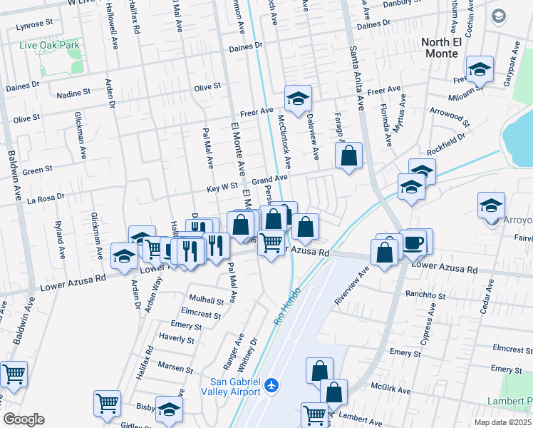 map of restaurants, bars, coffee shops, grocery stores, and more near 4933 Persimmon Avenue in Temple City
