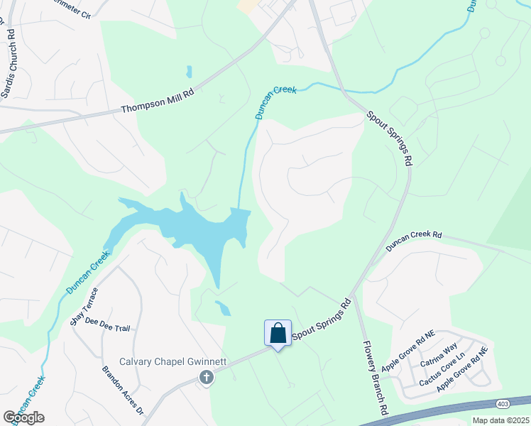 map of restaurants, bars, coffee shops, grocery stores, and more near 2234 Oak Falls Lane in Buford