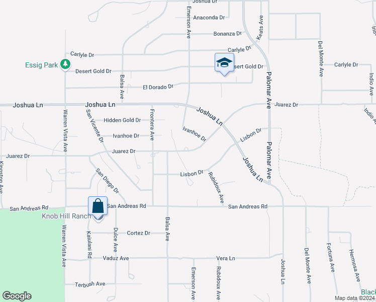 map of restaurants, bars, coffee shops, grocery stores, and more near 58209 Juarez Drive in Yucca Valley