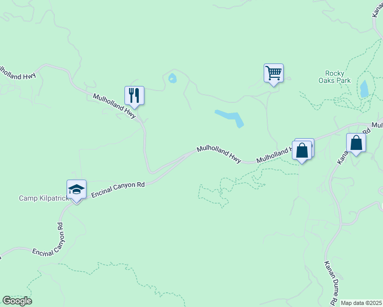 map of restaurants, bars, coffee shops, grocery stores, and more near Mulholland Hwy & Encinal Canyon Rd in Malibu