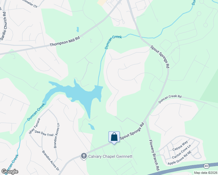 map of restaurants, bars, coffee shops, grocery stores, and more near 2244 Oak Falls Lane in Buford