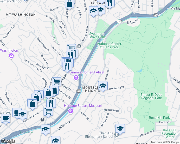 map of restaurants, bars, coffee shops, grocery stores, and more near 4500 Mosher Avenue in Los Angeles