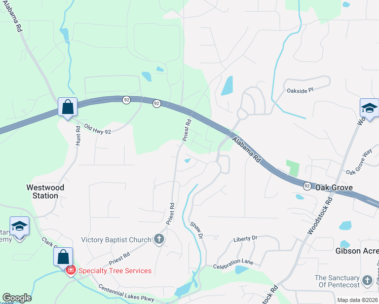 map of restaurants, bars, coffee shops, grocery stores, and more near 122 Freedom Drive in Acworth