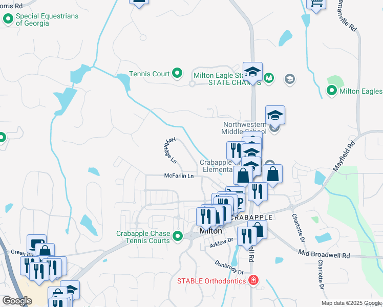 map of restaurants, bars, coffee shops, grocery stores, and more near 3112 Heybridge Lane in Milton