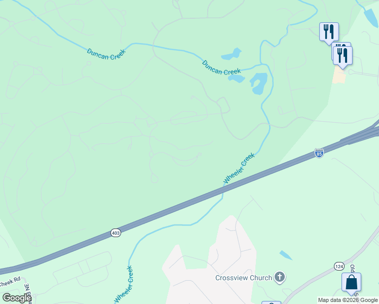 map of restaurants, bars, coffee shops, grocery stores, and more near 5788 Legends Club Circle in Braselton