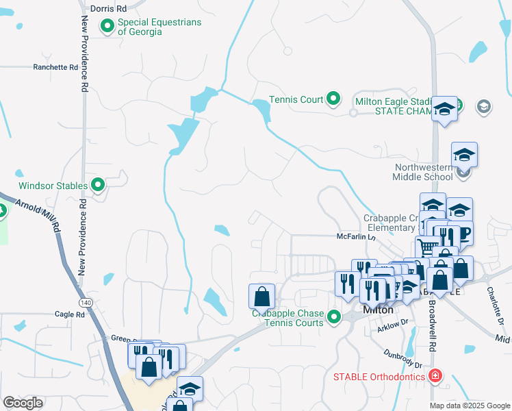 map of restaurants, bars, coffee shops, grocery stores, and more near 163 Nakomis Place in Milton