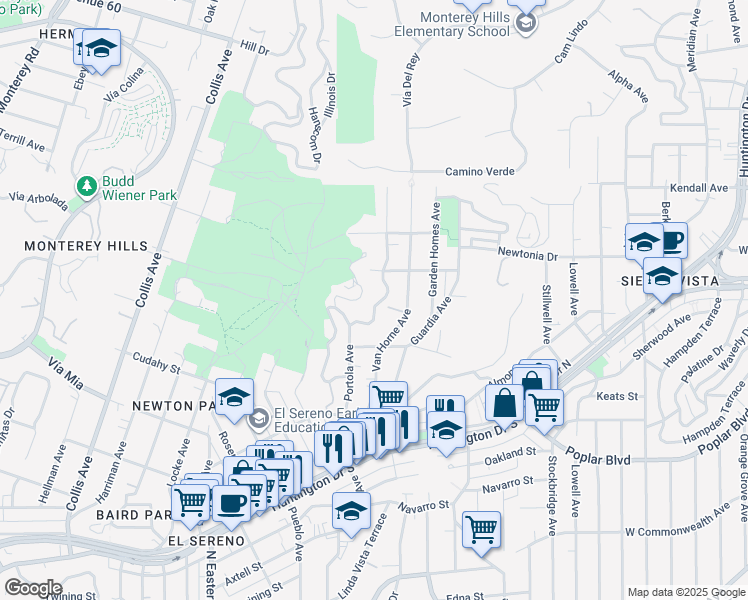 map of restaurants, bars, coffee shops, grocery stores, and more near 4254 Corona Drive in Los Angeles