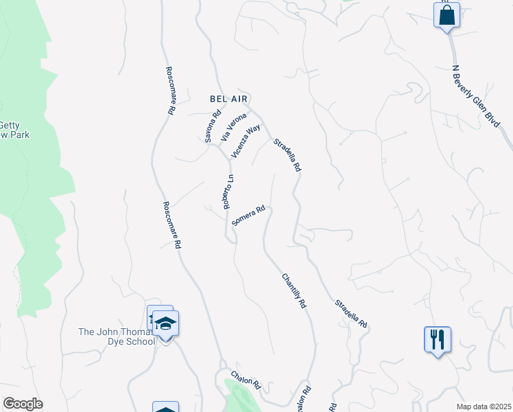 map of restaurants, bars, coffee shops, grocery stores, and more near 1181 Somera Road in Los Angeles