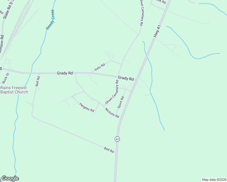 map of restaurants, bars, coffee shops, grocery stores, and more near 2623 Olivet Cemetary Road in Mullins