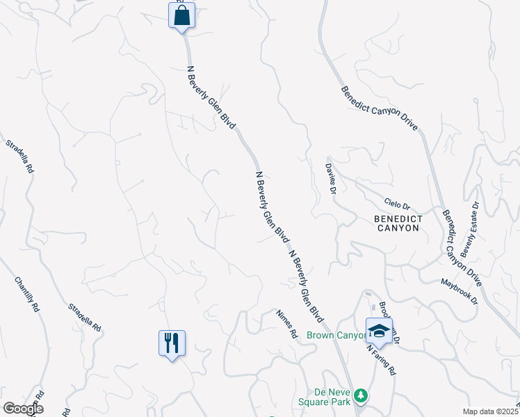 map of restaurants, bars, coffee shops, grocery stores, and more near 1113 North Beverly Glen Boulevard in Los Angeles