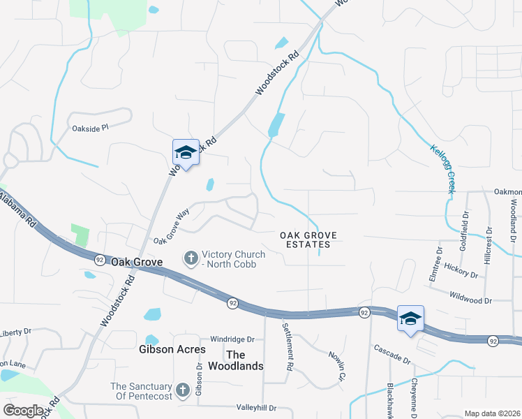 map of restaurants, bars, coffee shops, grocery stores, and more near 612 Spanish Oak Drive in Acworth