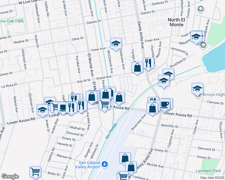 map of restaurants, bars, coffee shops, grocery stores, and more near 4921 McClintock Avenue in Temple City