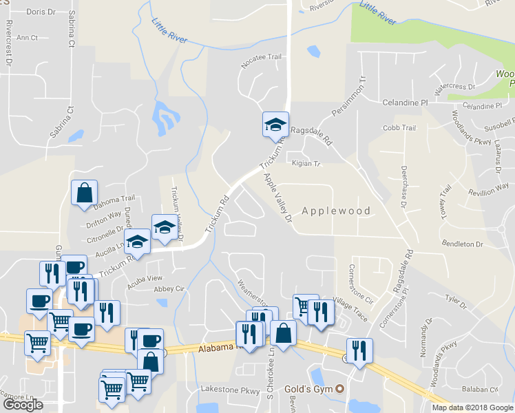 map of restaurants, bars, coffee shops, grocery stores, and more near 234 Regent Square in Woodstock