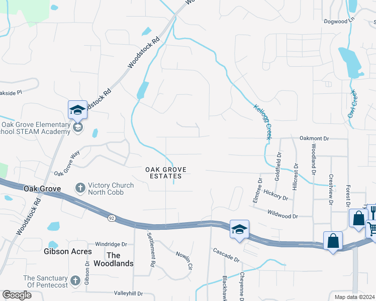 map of restaurants, bars, coffee shops, grocery stores, and more near 1780 Pine Forrest Drive in Acworth