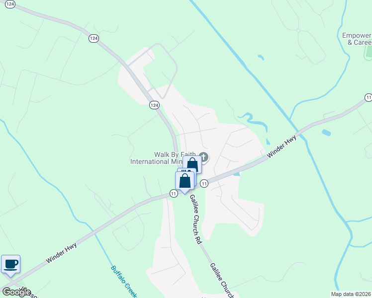 map of restaurants, bars, coffee shops, grocery stores, and more near 341 Andrew Ridge Drive in Jefferson