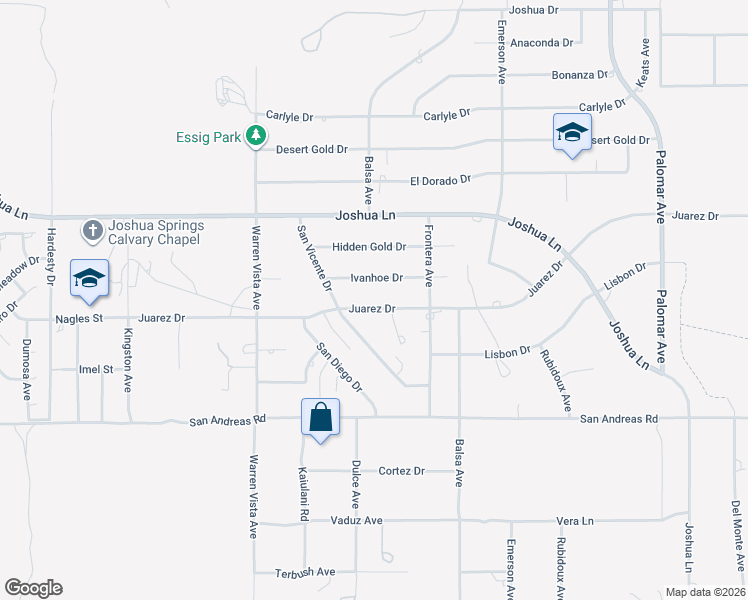 map of restaurants, bars, coffee shops, grocery stores, and more near 57961 Ivanhoe Drive in Yucca Valley