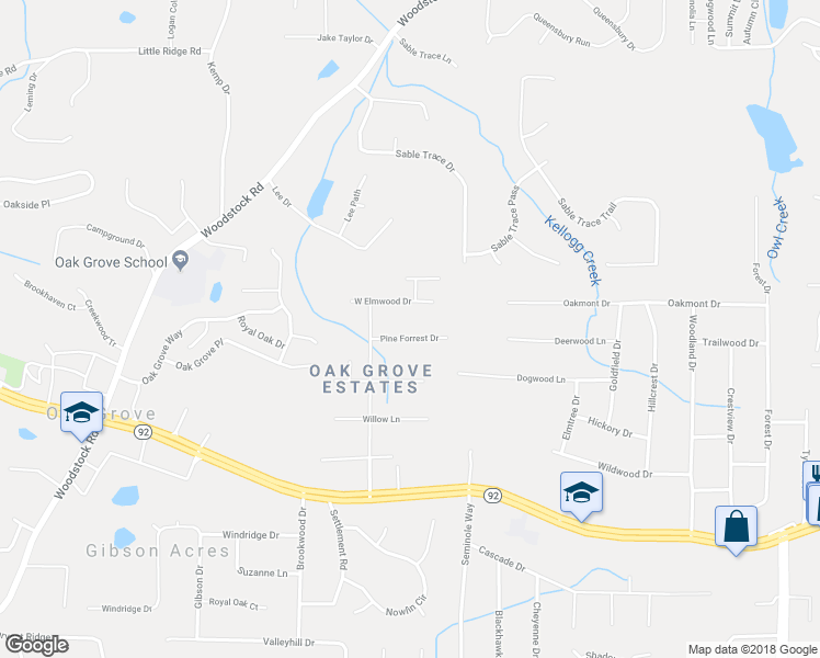 map of restaurants, bars, coffee shops, grocery stores, and more near 1790 Pine Forrest Dr in Acworth