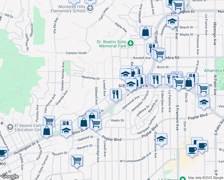 map of restaurants, bars, coffee shops, grocery stores, and more near 4326 Maycrest Avenue in Los Angeles