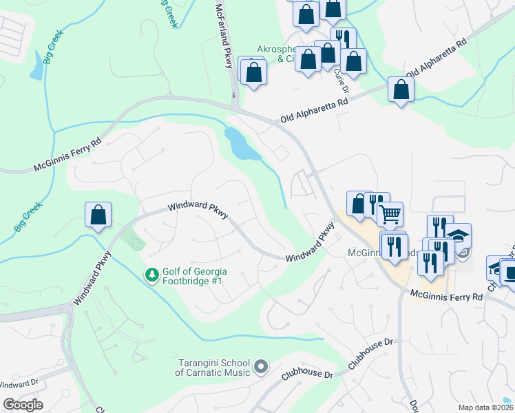 map of restaurants, bars, coffee shops, grocery stores, and more near 1145 Chasewood Trail in Alpharetta