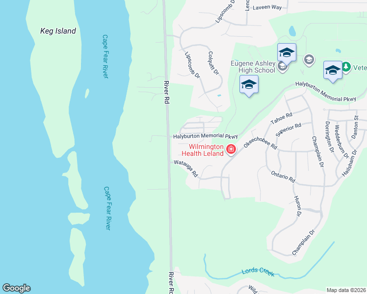 map of restaurants, bars, coffee shops, grocery stores, and more near 102 Halyburton Memorial Parkway in Wilmington