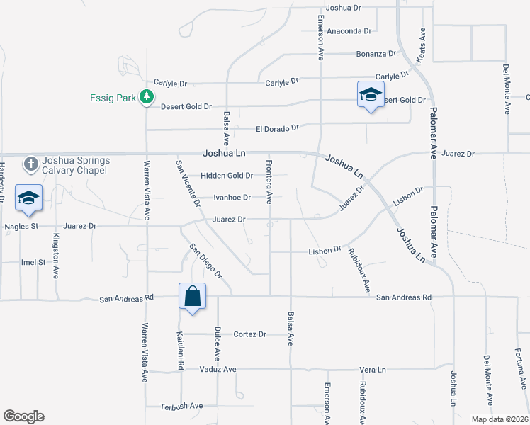 map of restaurants, bars, coffee shops, grocery stores, and more near 8668 Frontera Avenue in Yucca Valley